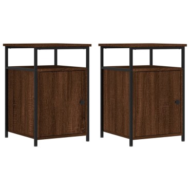 vidaXL Κομοδίνα 2 τεμ. Καφέ Δρυ 40x42x60cm από Επεξεργ. Ξύλο
