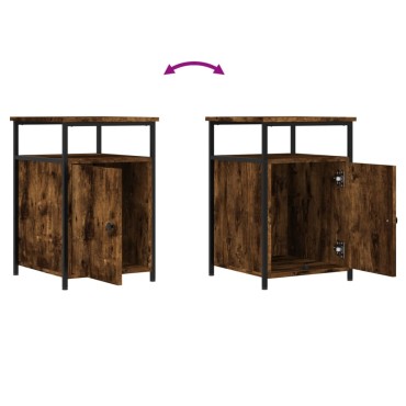 vidaXL Κομοδίνα 2 τεμ. Καπνιστή Δρυς 40x42x60cm από Επεξεργ. Ξύλο