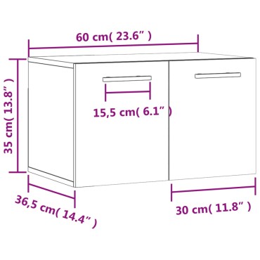 vidaXL Ντουλάπι Τοίχου Καφέ Δρυς 60x36,5x35cm Επεξεργασμένο Ξύλο 1 τεμ.