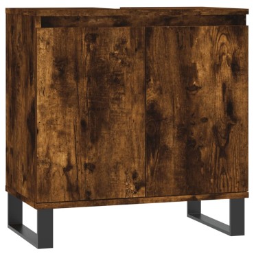 vidaXL Ντουλάπι Μπάνιου Καπνιστή Δρυς 58x33x60cm Επεξεργ. Ξύλο