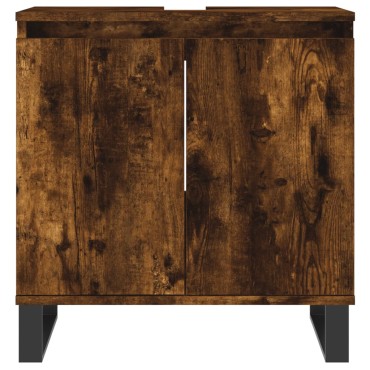 vidaXL Ντουλάπι Μπάνιου Καπνιστή Δρυς 58x33x60cm Επεξεργ. Ξύλο