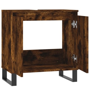 vidaXL Ντουλάπι Μπάνιου Καπνιστή Δρυς 58x33x60cm Επεξεργ. Ξύλο