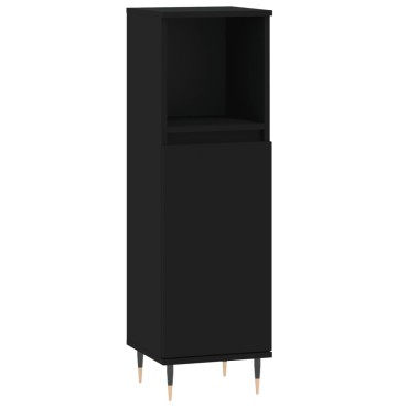 vidaXL Ντουλάπι Μπάνιου Μαύρο 30x30x100cm Επεξεργασμένο Ξύλο