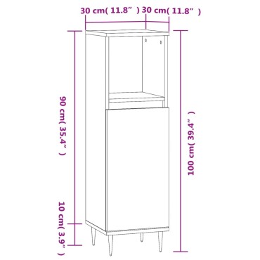 vidaXL Ντουλάπι Μπάνιου Μαύρο 30x30x100cm Επεξεργασμένο Ξύλο