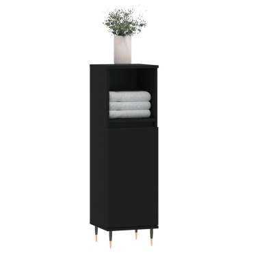 vidaXL Ντουλάπι Μπάνιου Μαύρο 30x30x100cm Επεξεργασμένο Ξύλο