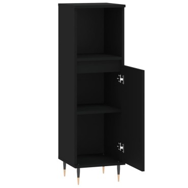 vidaXL Ντουλάπι Μπάνιου Μαύρο 30x30x100cm Επεξεργασμένο Ξύλο