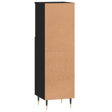 vidaXL Ντουλάπι Μπάνιου Μαύρο 30x30x100cm Επεξεργασμένο Ξύλο