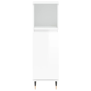 vidaXL Ντουλάπι Μπάνιου Γυαλιστερό Λευκό 30x30x100cm Επεξεργ. Ξύλο