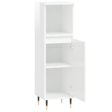 vidaXL Ντουλάπι Μπάνιου Γυαλιστερό Λευκό 30x30x100cm Επεξεργ. Ξύλο