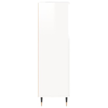vidaXL Ντουλάπι Μπάνιου Γυαλιστερό Λευκό 30x30x100cm Επεξεργ. Ξύλο