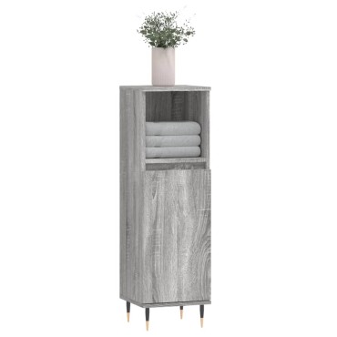 vidaXL Ντουλάπι Μπάνιου Γκρι Sonoma 30x30x100cm Επεξεργασμένο Ξύλο