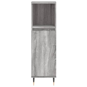 vidaXL Ντουλάπι Μπάνιου Γκρι Sonoma 30x30x100cm Επεξεργασμένο Ξύλο