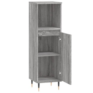 vidaXL Ντουλάπι Μπάνιου Γκρι Sonoma 30x30x100cm Επεξεργασμένο Ξύλο