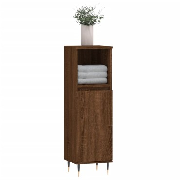 vidaXL Ντουλάπι Μπάνιου Καφέ Δρυς 30x30x100cm Επεξεργασμένο Ξύλο