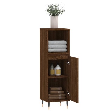 vidaXL Ντουλάπι Μπάνιου Καφέ Δρυς 30x30x100cm Επεξεργασμένο Ξύλο