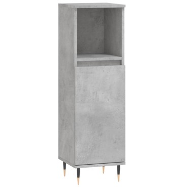 vidaXL Ντουλάπι Μπάνιου Γκρι Σκυροδέματος 30x30x100cm Επεξ. Ξύλο