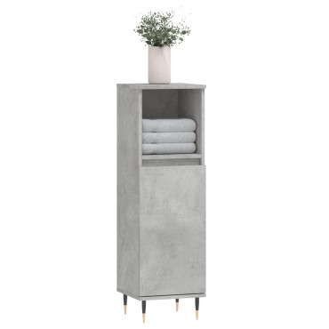 vidaXL Ντουλάπι Μπάνιου Γκρι Σκυροδέματος 30x30x100cm Επεξ. Ξύλο