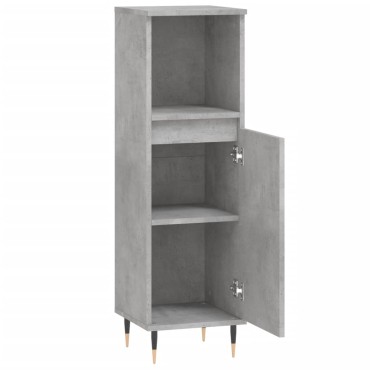 vidaXL Ντουλάπι Μπάνιου Γκρι Σκυροδέματος 30x30x100cm Επεξ. Ξύλο
