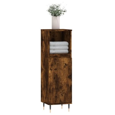 vidaXL Ντουλάπι Μπάνιου Καπνιστή Δρυς 30x30x100cm Επεξεργασμένο Ξύλο