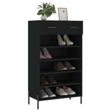 vidaXL Παπουτσοθήκη Μαύρη 60x35x105cm από Επεξεργασμένο Ξύλο