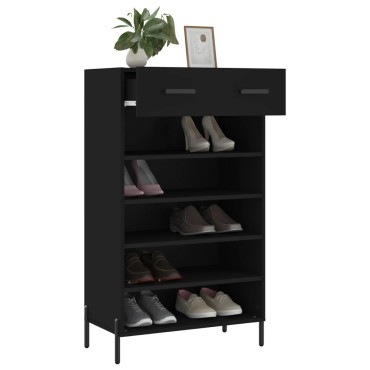 vidaXL Παπουτσοθήκη Μαύρη 60x35x105cm από Επεξεργασμένο Ξύλο