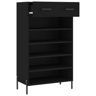 vidaXL Παπουτσοθήκη Μαύρη 60x35x105cm από Επεξεργασμένο Ξύλο