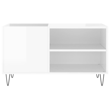 vidaXL Δισκοθήκη Γυαλ. Λευκή 85x38x48cm από Επεξεργασμένο Ξύλο