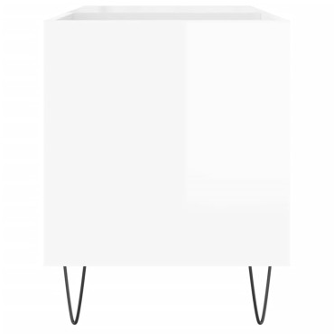 vidaXL Δισκοθήκη Γυαλ. Λευκή 85x38x48cm από Επεξεργασμένο Ξύλο