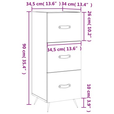 vidaXL Ντουλάπι Καφέ Δρυς 34,5x34x90cm Επεξεργασμένο Ξύλο 1 τεμ.