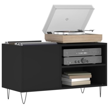 vidaXL Δισκοθήκη Μαύρη 85x38x48cm από Επεξεργασμένο Ξύλο
