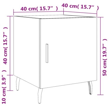 vidaXL Κομοδίνο Γυαλ. Λευκό 40x40x50cm από Επεξεργασμένο Ξύλο 1 τεμ.