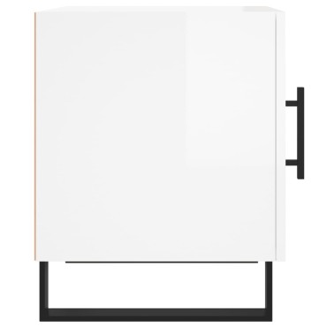 vidaXL Κομοδίνο Γυαλ. Λευκό 40x40x50cm από Επεξεργασμένο Ξύλο 1 τεμ.
