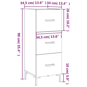 vidaXL Ντουλάπι Γκρι Sonoma 34,5x34x90cm από Επεξεργασμένο Ξύλο 1 τεμ.