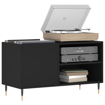 vidaXL Δισκοθήκη Μαύρη 85x38x48cm από Επεξεργασμένο Ξύλο