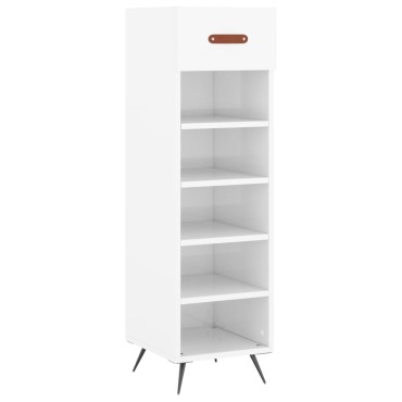 vidaXL Παπουτσοθήκη Γυαλιστερό Λευκό 30x35x105cm Επεξεργασμένο Ξύλο 1 τεμ.