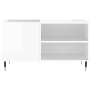 vidaXL Δισκοθήκη Γυαλ. Λευκή 85x38x48cm από Επεξεργασμένο Ξύλο