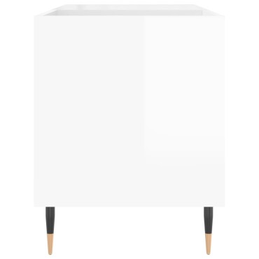 vidaXL Δισκοθήκη Γυαλ. Λευκή 85x38x48cm από Επεξεργασμένο Ξύλο