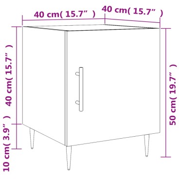 vidaXL Κομοδίνο Γκρι Sonoma 40x40x50cm από Επεξεργασμένο Ξύλο 1 τεμ.
