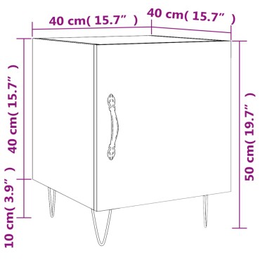 vidaXL Κομοδίνο Γκρι Sonoma 40x40x50cm από Επεξεργασμένο Ξύλο 1 τεμ.
