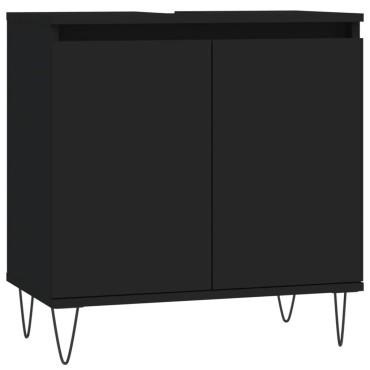 vidaXL Ντουλάπι Μπάνιου Μαύρο 58x33x60cm από Επεξεργασμένο Ξύλο