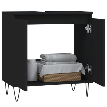 vidaXL Ντουλάπι Μπάνιου Μαύρο 58x33x60cm από Επεξεργασμένο Ξύλο