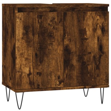 vidaXL Ντουλάπι Μπάνιου Καπνιστή Δρυς 58x33x60cm Επεξεργ. Ξύλο