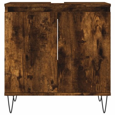 vidaXL Ντουλάπι Μπάνιου Καπνιστή Δρυς 58x33x60cm Επεξεργ. Ξύλο