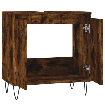 vidaXL Ντουλάπι Μπάνιου Καπνιστή Δρυς 58x33x60cm Επεξεργ. Ξύλο