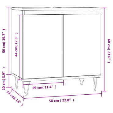 vidaXL Ντουλάπι Μπάνιου Καπνιστή Δρυς 58x33x60cm Επεξεργ. Ξύλο
