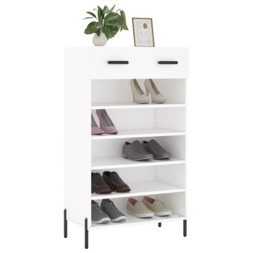 vidaXL Παπουτσοθήκη Λευκή 60x35x105cm από Επεξεργασμένο Ξύλο 1 τεμ.
