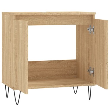vidaXL Ντουλάπι Μπάνιου Sonoma Δρυς 58x33x60cm από Επεξεργ. Ξύλο