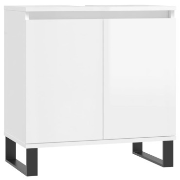 vidaXL Ντουλάπι Μπάνιου Γυαλ. Λευκό 58x33x60cm από Επεξεργ. Ξύλο