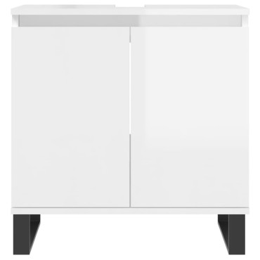 vidaXL Ντουλάπι Μπάνιου Γυαλ. Λευκό 58x33x60cm από Επεξεργ. Ξύλο