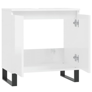 vidaXL Ντουλάπι Μπάνιου Γυαλ. Λευκό 58x33x60cm από Επεξεργ. Ξύλο